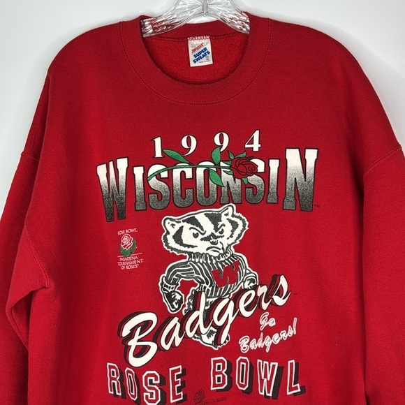 Vintage Jerzees Super Sweats UW Wisconsin Rose Bowl Champions Sweatshirt XXL 90s - Picture 2 of 10